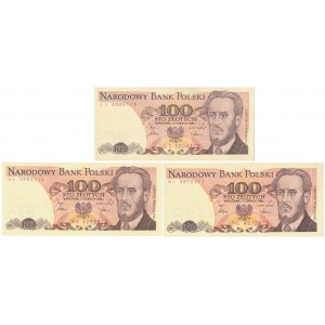 100 zł 1986 - LS, NK, NL - zestaw (3szt)