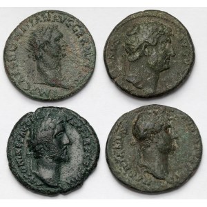 Cesarstwo Rzymskie, Domicjan, Hadrian i Antoninus Pius, Dupondius i Asy - zestaw (4szt)