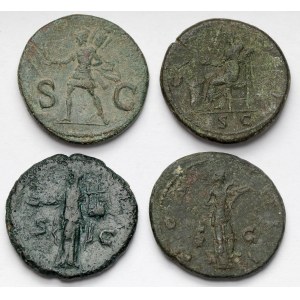 Cesarstwo Rzymskie, Domicjan, Hadrian i Antoninus Pius, Dupondius i Asy - zestaw (4szt)