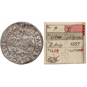 Zygmunt II August, Półgrosz Wilno 1557 - 2x koniczyna - ex. Kałkowski