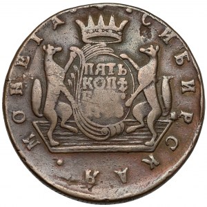 Rosja, Katarzyna II, 5 kopiejek 1778 KM, Suzun - Syberia