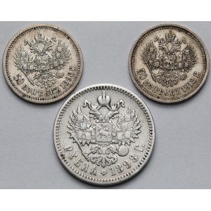 Rosja, Mikołaj II, Rubel i 50 kopiejek 1896-1913 - zestaw (3szt)