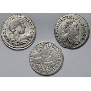 Jan III Sobieski, Szóstaki Bydgoszcz i Kraków 1682-1684 - zestaw (3szt)