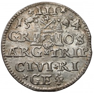 Zygmunt III Waza, Trojak Ryga 1594 - z kwiatem