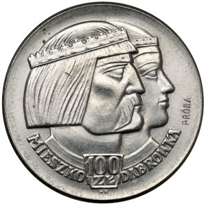 Próba NIKIEL 100 złotych 1960 Mieszko... głowy - mały orzeł