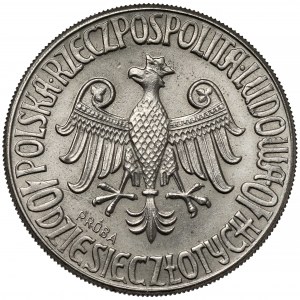 Próba NIKIEL 10 złotych 1964 Kazimierz Wielki - orzeł w KORONIE