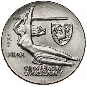 Próba NIKIEL 10 złotych 1965, VII wieków Warszawy - Nike, z herbem
