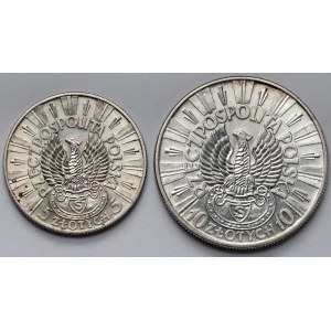 Strzelecki, Piłsudski 5 i 10 złotych 1934 - zestaw (2szt)