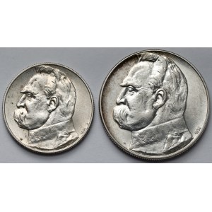 Strzelecki, Piłsudski 5 i 10 złotych 1934 - zestaw (2szt)