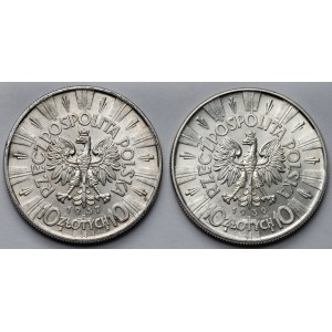 Piłsudski 10 złotych 1937 i 1939 - zestaw (2szt)