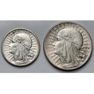 2 i 5 złotych 1933 Głowa Kobiety - zestaw (2szt)