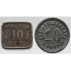 Sprottau (Szprotawa) i Eisleben, 10 fenigów 1917-1918 - zestaw (2szt)