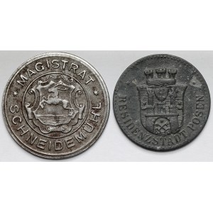 Schneidemühl (Piła) i Posen (Poznań) 10 i 50 fenigów 1916-1917 - zestaw (2szt)