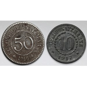 Schneidemühl (Piła) i Posen (Poznań) 10 i 50 fenigów 1916-1917 - zestaw (2szt)