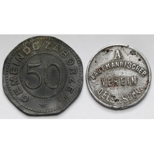 Zaborze (Zabrze) i Oels in Schl. (Oleśnica), 10 i 50 fenigów 1920 - zestaw (2szt)