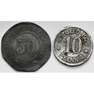 Zaborze (Zabrze) i Oels in Schl. (Oleśnica), 10 i 50 fenigów 1920 - zestaw (2szt)