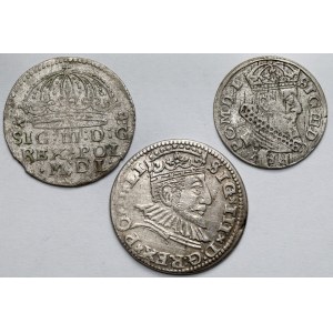 Zygmunt III Waza, Trojak i Grosze 1592-1627 - zestaw (3szt)