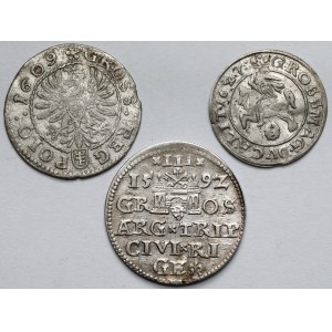 Zygmunt III Waza, Trojak i Grosze 1592-1627 - zestaw (3szt)