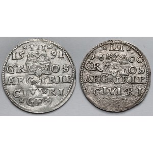 Zygmunt III Waza, Trojaki Ryga 1591 i 1600 - zestaw (2szt)