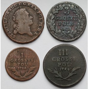 Poniatowski i Zabory, 1-3 grosze 1769-1831 - zestaw (4szt)