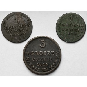 1 i 3 grosze 1816-1826 - zestaw (3szt)