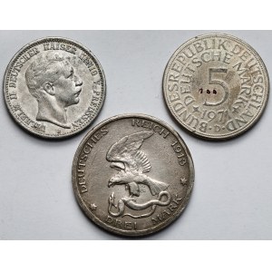 Niemcy, 2-5 marek 1905-1971 - fałszerstwa z epoki - zestaw (3szt)