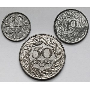 1, 10 i 50 groszy 1923-1939 - zestaw (3szt)