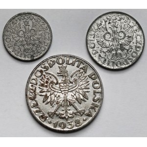 1, 10 i 50 groszy 1923-1939 - zestaw (3szt)