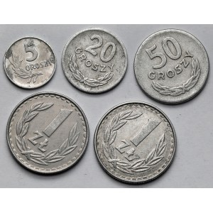 5-50 groszy i 1 złoty 1965-1986 - skrętki - zestaw (5szt)