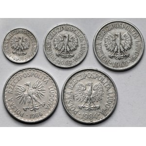 5-50 groszy i 1 złoty 1965-1986 - skrętki - zestaw (5szt)