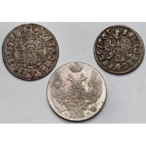 Wolne Miasto Ryga, Jan II Kazimierz i Zabory, Szelągi 1575-1665 i 10 groszy 1840 - zestaw (3szt)