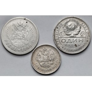 Rosja / ZSRR, Ruble i 50 kopiejek 1890-1925 - zestaw (3szt)