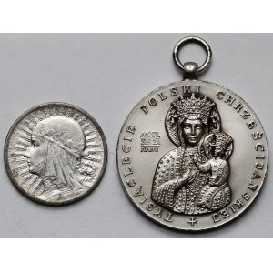 2 złote 1934 Głowa Kobiety i Medal 1966 Sacrum Poloniae Millennium - zestaw (2szt)