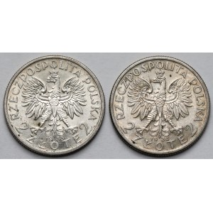 2 złote 1933-1934 Głowa Kobiety - zestaw (2szt)