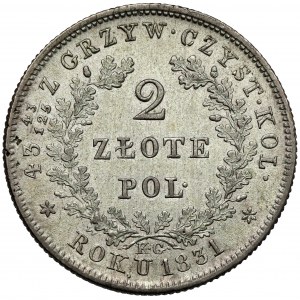 Powstanie Listopadowe, 2 złote 1831 KG - piękne