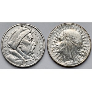 10 złotych 1932-1933 Głowa Kobiety i Sobieski - zestaw (2szt)