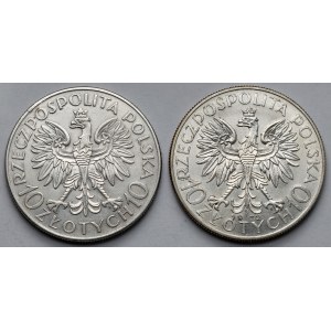10 złotych 1932-1933 Głowa Kobiety i Sobieski - zestaw (2szt)