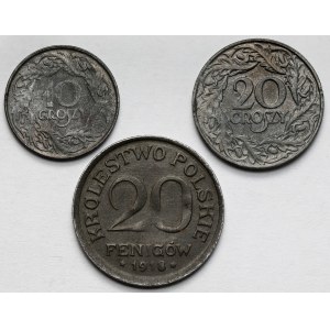 20 fenigów 1918 i 10-20 groszy 1923 - zestaw (3szt)