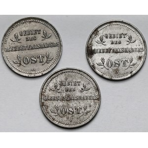 Ober-Ost. 1 kopiejka 1916 A i J - zestaw (3szt)