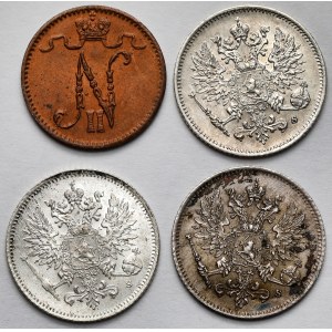 Finlandia, 1-25 pennia 1914-1917 - zestaw (4szt)