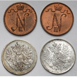 Finlandia, 1-25 pennia 1914-1917 - zestaw (4szt)