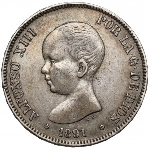 Hiszpania, Alfonso XIII, 5 pesetas 1891