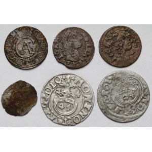 Zygmunt III Waza i Jan II Kazimierz, Denar, Półtoraki i Szelągi - zestaw (6szt)