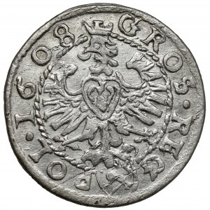 Zygmunt III Waza, Grosz Kraków 1608 - wczesny - niesymetryczne