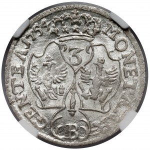 Śląsk, Fryderyk II Wielki, 3 krajcary 1754-B, Wrocław