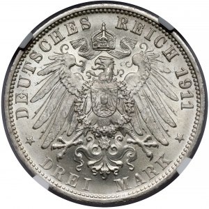 Wirtembergia, 3 marki 1911-F, Stuttgart - zaślubinowe