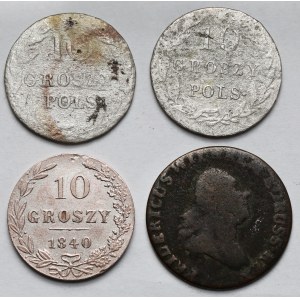 Zabory i Prusy Południowe, 1-10 groszy 1797-1840 - zestaw (4szt)