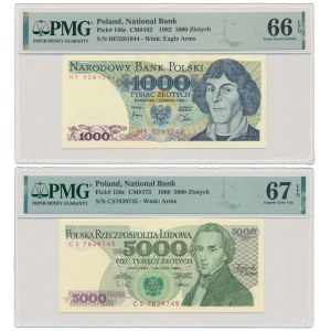 1.000 zł 1982 HF i 5.000 zł 1988 CS - zestaw (2szt)