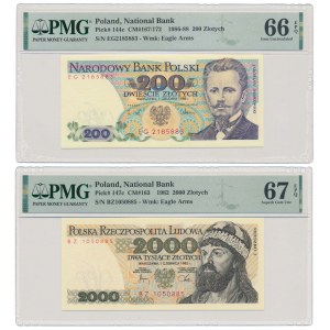 2.000 zł 1982 BZ i 200 zł 1988 EG - zestaw (2szt)