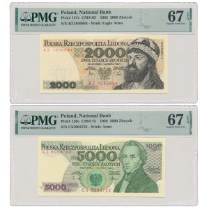 2.000 zł 1982 BZ i 5.000 zł 1988 CS - zestaw (2szt)